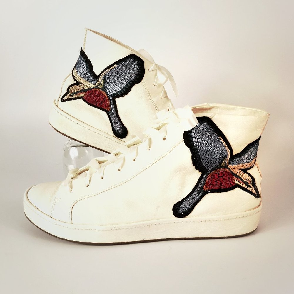 High top sneakers, Leather high tops, Sneakers with hummingbird design